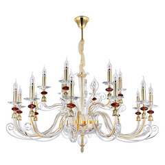 Люстра Crystal Lux CATARINA SP12+6 V2 GOLD/TRANSPARENT-COGNAC, фото 